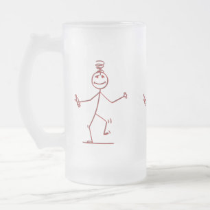 Caneca De Cerveja Vidro Jateado Wobble Stick Figura Fosco Vidro