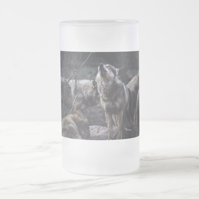 Caneca De Cerveja Vidro Jateado Wolf Pack (Centro)