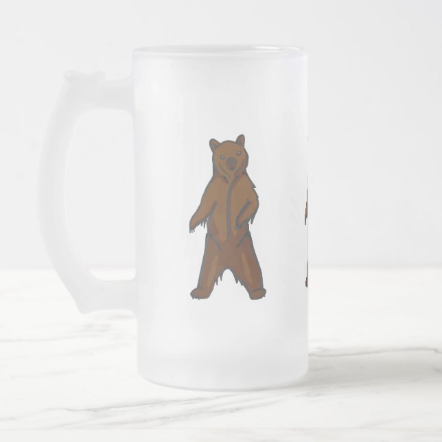 Caneca De Cerveja Vidro Jateado Woodland Animal Brown Grizzly Bear (Esquerda)