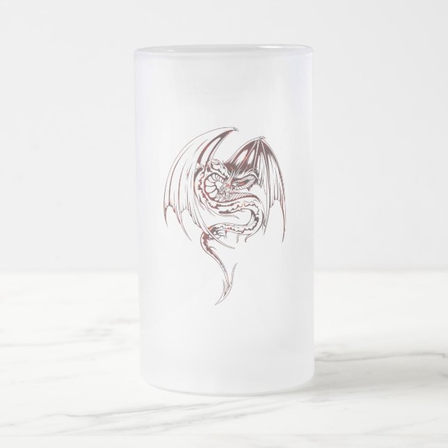 Caneca De Cerveja Vidro Jateado Wyvern Dragon São Criaturas Míticas Fantásticas (Centro)