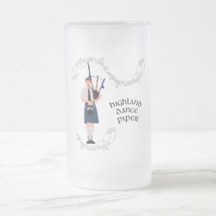 Caneca De Cerveja Vidro Jateado XADREZ azul PIPER