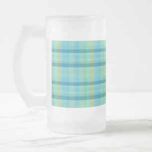 Caneca De Cerveja Vidro Jateado Xadrez azul por Shirley Taylor