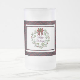 Caneca De Cerveja Vidro Jateado Xadrez Vermelha Feliz Feriados