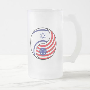 Caneca De Cerveja Vidro Jateado Ying Yang Israel América