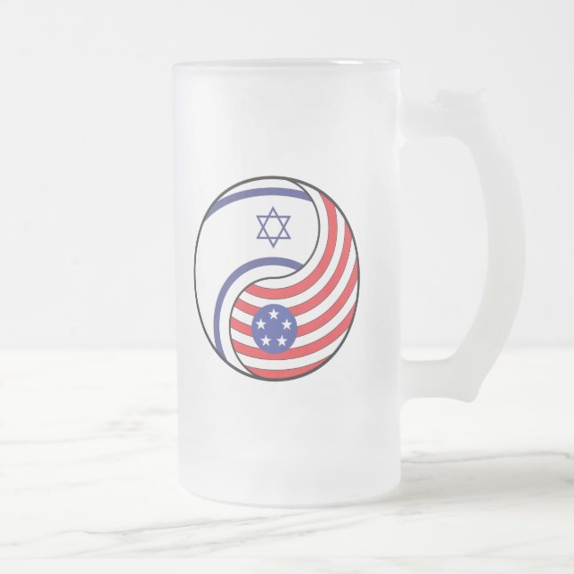 Caneca De Cerveja Vidro Jateado Ying Yang Israel América (Direita)