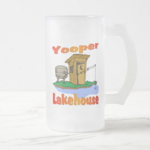 Caneca De Cerveja Vidro Jateado Yooper Lakehouse (o personalize)