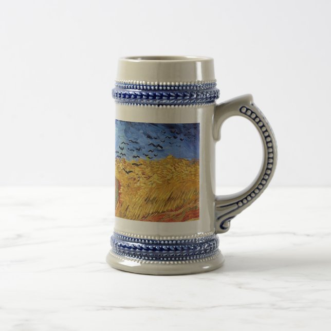 Caneca De Cerveja Vincent Van Gogh - Campo de Trigo com Corvos Preto (Direita)