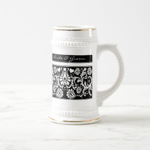 Caneca De Cerveja Vintage Floral Wedding Change to Any Color (Mudanç