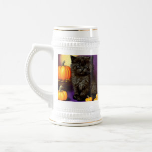 Caneca De Cerveja Vintage Halloween Kitten