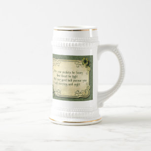 Caneca De Cerveja Vintage Irish Blessing e Shamrocks