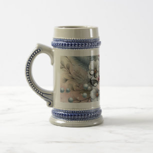 Caneca De Cerveja Vintage Watercolor Christmas Floral and Ornaments