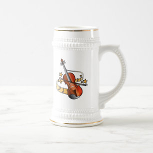 Caneca De Cerveja Violino com notas e estrelas