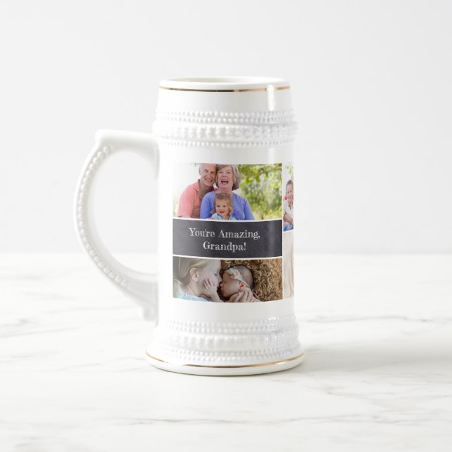 Caneca De Cerveja Você é incrível, vovô! Colagem de fotos personaliz (Esquerda)
