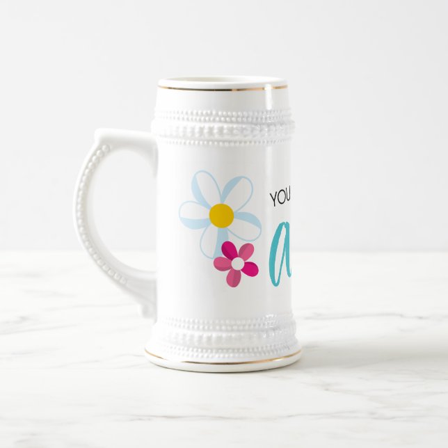 Caneca De Cerveja Você me colocou na Aloha com flores bonitas (Esquerda)