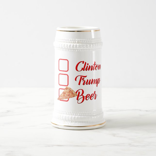 Caneca De Cerveja votação hillary clinton trump engraçada pizza cane (Centro)