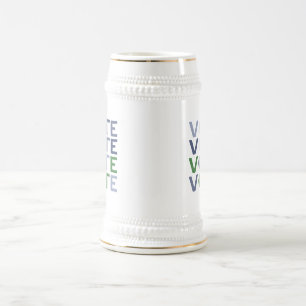 Caneca De Cerveja VOTE em Tons de Azul e Verde
