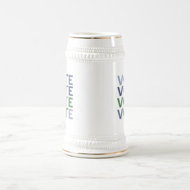 Caneca De Cerveja VOTE em Tons de Azul e Verde (Centro)
