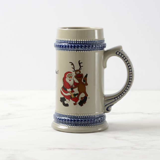 Caneca De Cerveja Weihnachtsmann mit Elch - Prost ihr Säcke! (Direita)