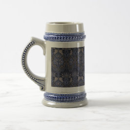 Caneca De Cerveja William Morris Vintage Floral White Blue Honeycomb