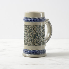 Caneca De Cerveja William Morris Vintage Padrão Floral Azul Branco
