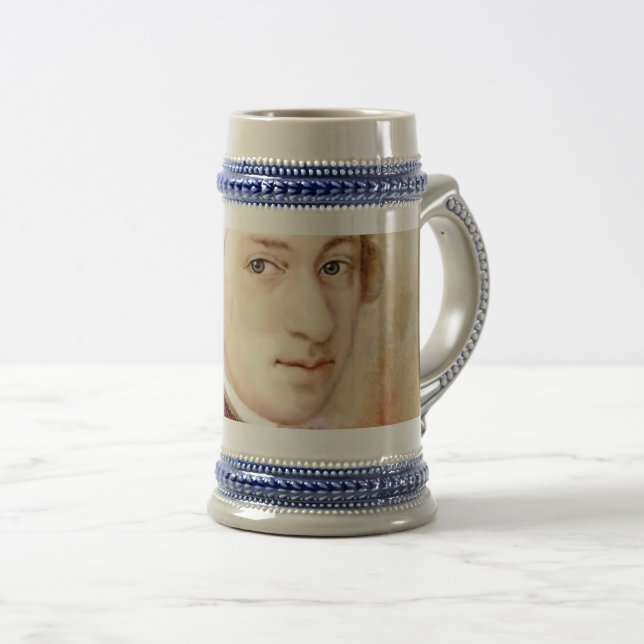 Caneca De Cerveja Wolfgang Amadeus Mozart na aguarela estilo (Frente Esquerda)