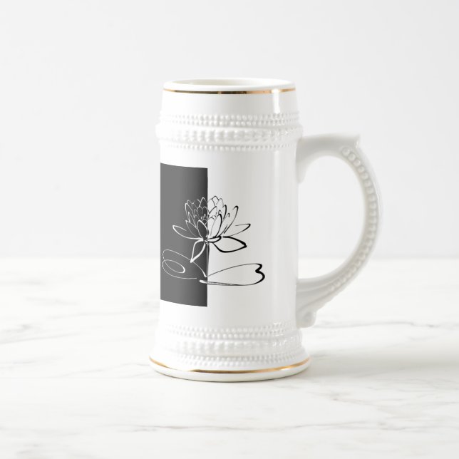 Caneca De Cerveja Yin Yang Black White Lotus Blossom (Direita)