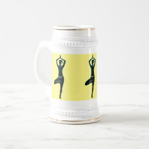 Caneca de cerveja Yoga Pose Pose Dourada Amarela