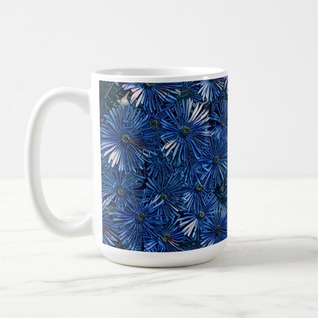 Caneca de Chá / Café de Flores Estilizadas Azul Es (Esquerda)