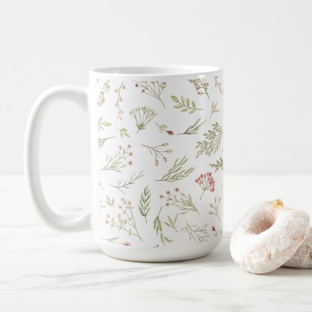 Caneca de chá primavera floral romântica (Com Donut)