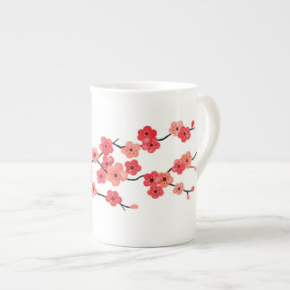 Caneca de China de osso da flor de cerejeira