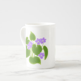 Caneca de China de osso das violetas da floresta