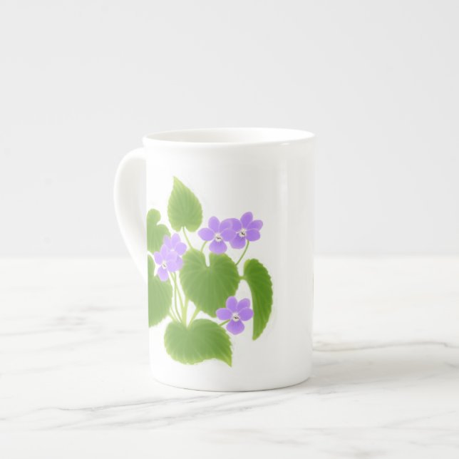 Caneca de China de osso das violetas da floresta (Frente Esquerda)