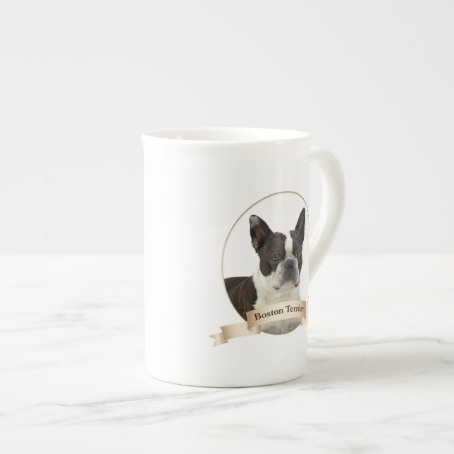 Caneca de China de osso de Boston Terrier (Frente Esquerda)