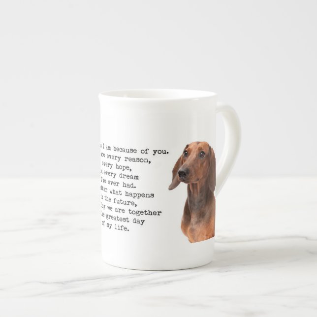 Caneca de China de osso do Dachshund (Frente Esquerda)