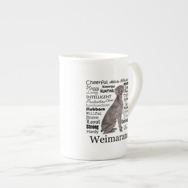 Caneca de China de osso dos traços de Weimaraner (Frente Esquerda)