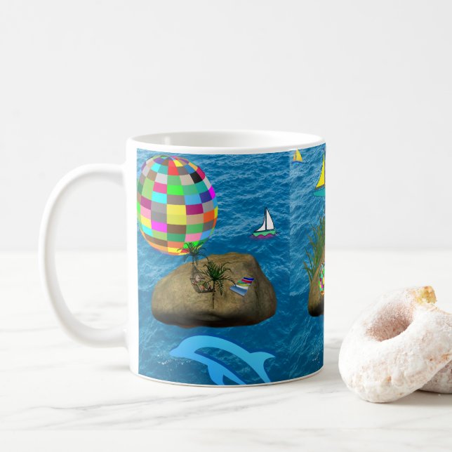 Caneca de chocolate quente no oceano infantil (Com Donut)