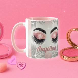 Caneca de Cílios com Brilho Rosa Glam