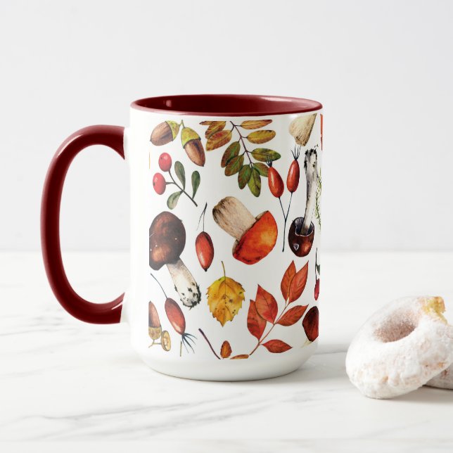 Caneca de cogumelos de outono (Com Donut)