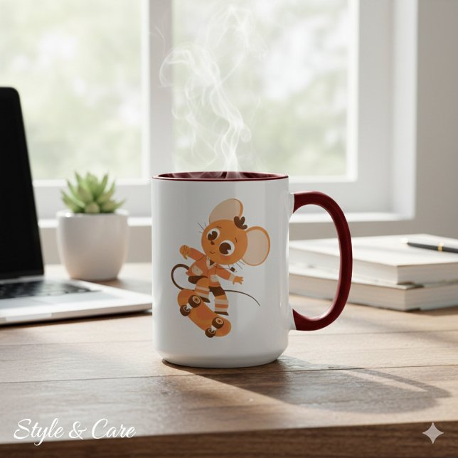 Caneca de Combinação de Rato de Skate Divertido pa (Playful Skateboarding Mouse Combo Mug for Daily Fun)