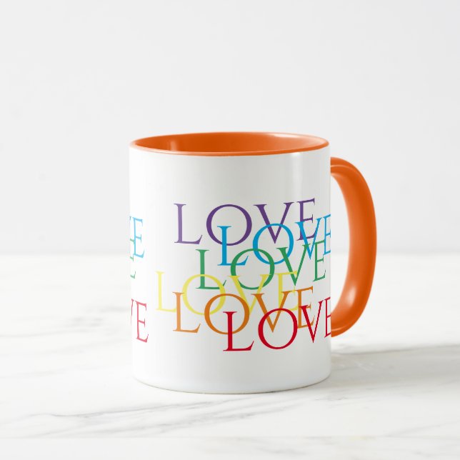 CANECA DE COMBINAÇÃO LARANJA RAINBOW LOVE (Frente Esquerda)