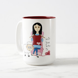 Caneca de confecção de malhas da menina e dos