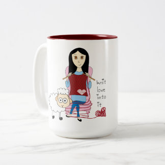 Caneca de confecção de malhas da menina e dos