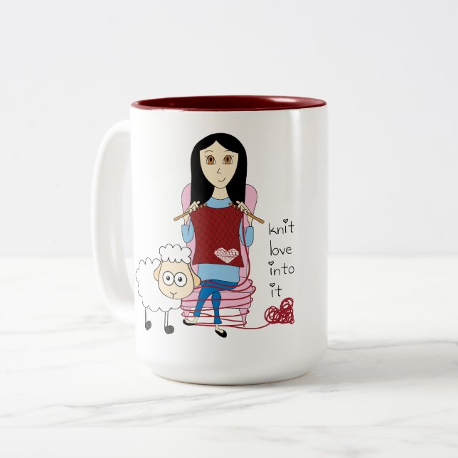 Caneca de confecção de malhas da menina e dos (Frente Esquerda)