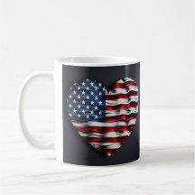 Caneca de coração da bandeira americana