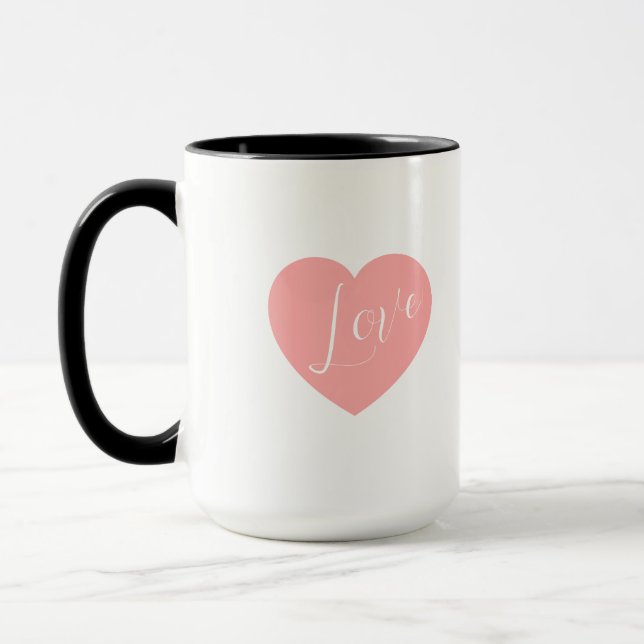 caneca de coração de amor de valentine (Esquerda)