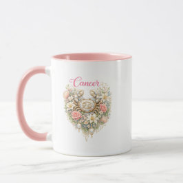 Caneca de Coração Floral Zodíaco de Câncer – Astró