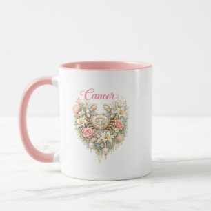 Caneca de Coração Floral Zodíaco de Câncer – Astró