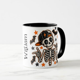 Caneca de crânio de esqueleto fofo de Halloween