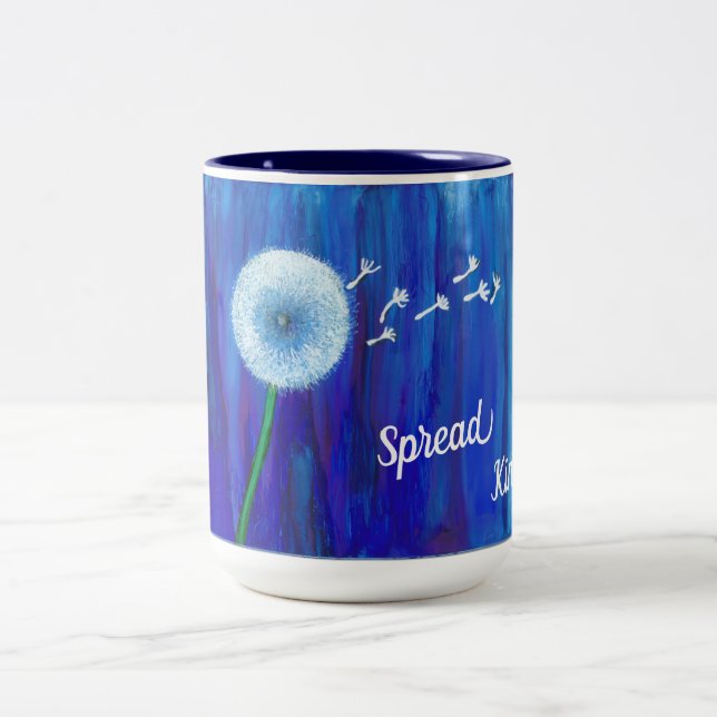Caneca de dandelion azul, bonita, com mensagem ale (Centro)