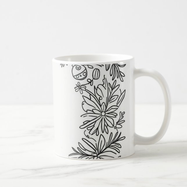 Caneca de decoração de flores (Direita)